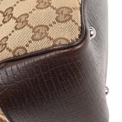 Gucci Brown Beige Bamboo GG Tote Bag