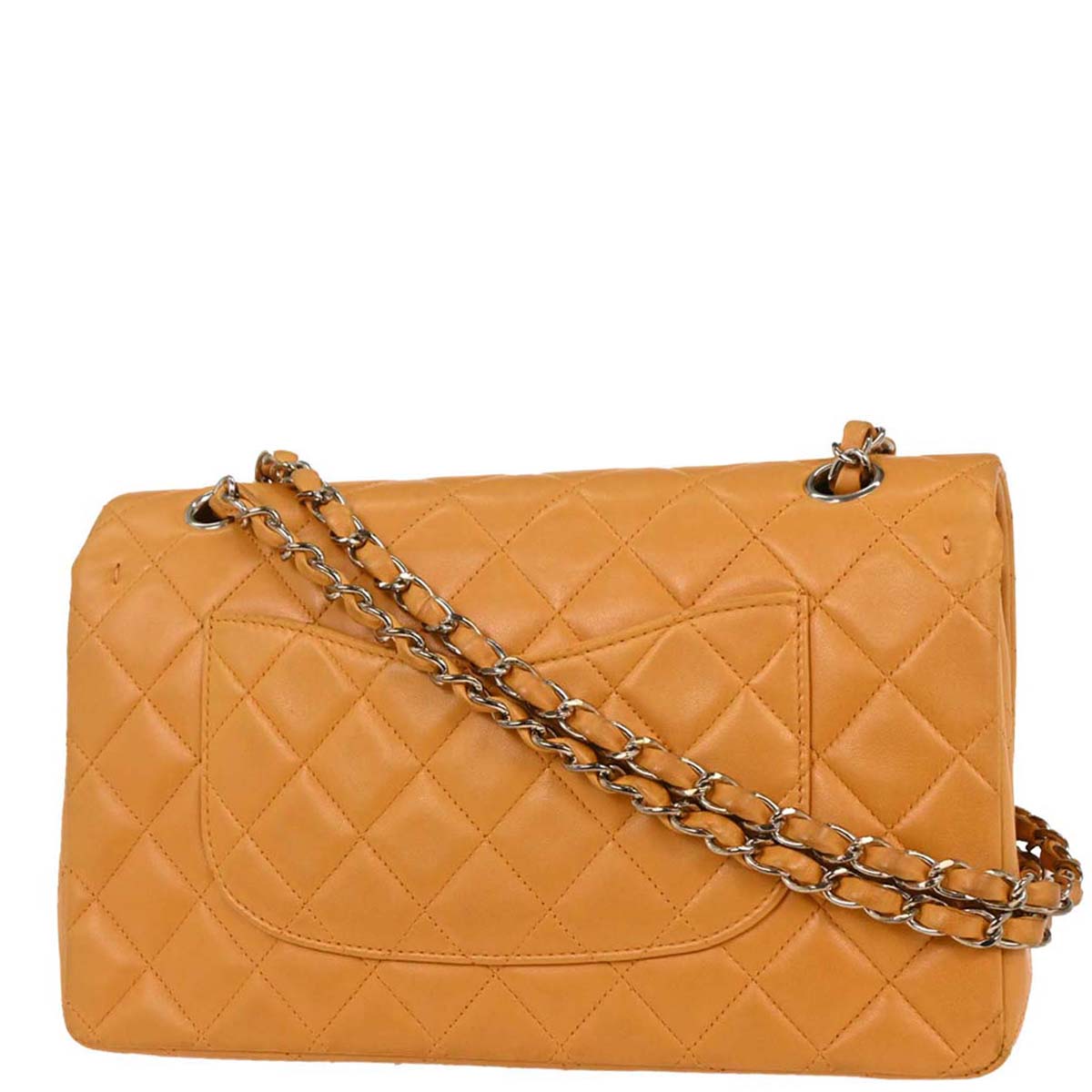 Chanel 1997-1999 Orange Lambskin Medium Classic Double Flap Shoulder Bag