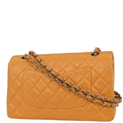 Chanel 1997-1999 Orange Lambskin Medium Classic Double Flap Shoulder Bag