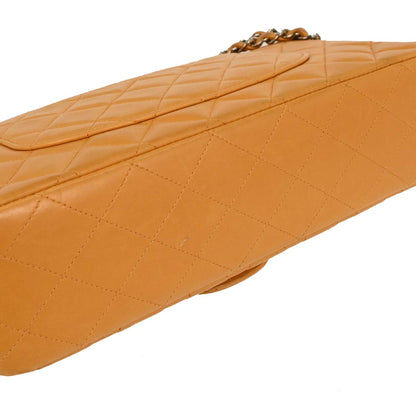 Chanel 1997-1999 Orange Lambskin Medium Classic Double Flap Shoulder Bag