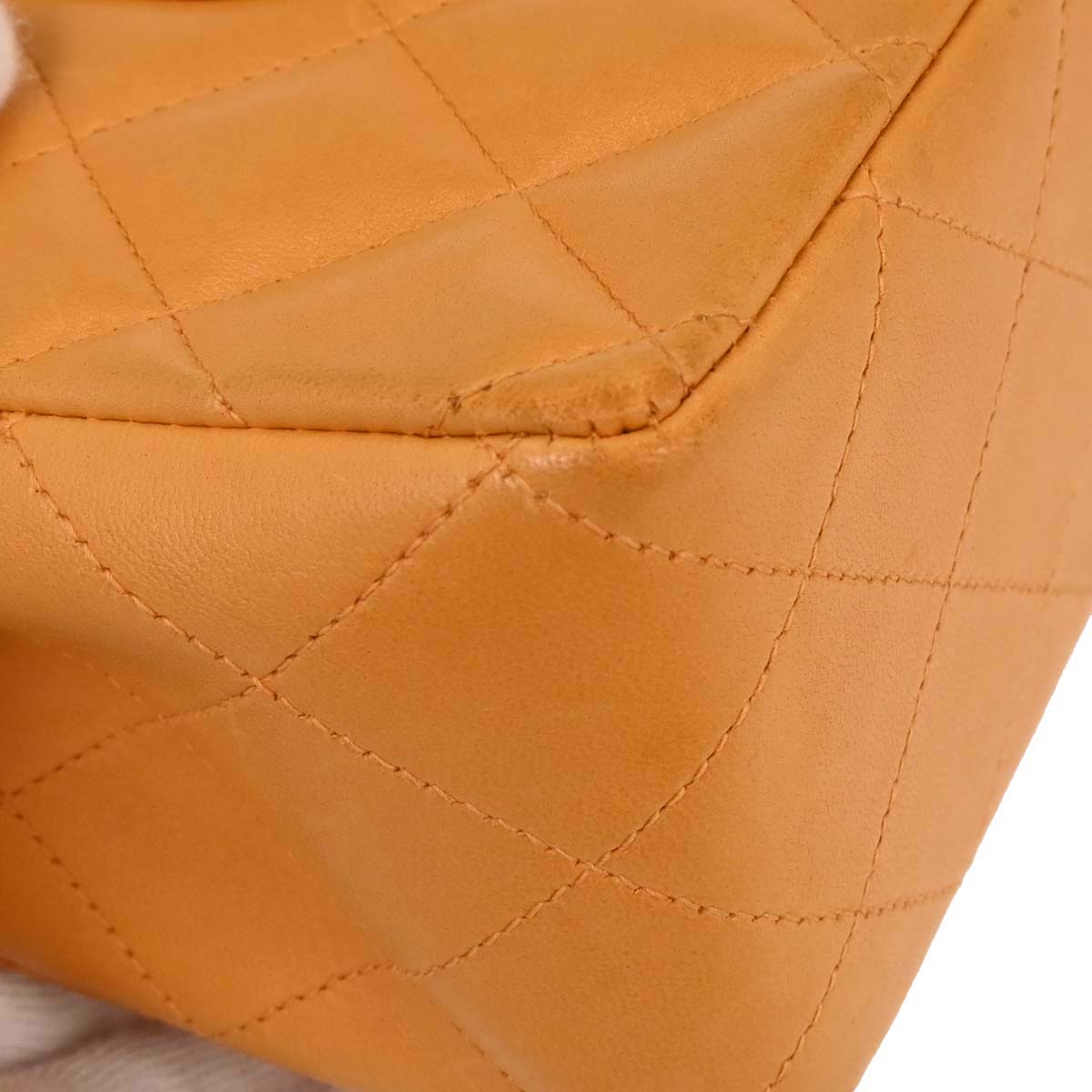 Chanel 1997-1999 Orange Lambskin Medium Classic Double Flap Shoulder Bag