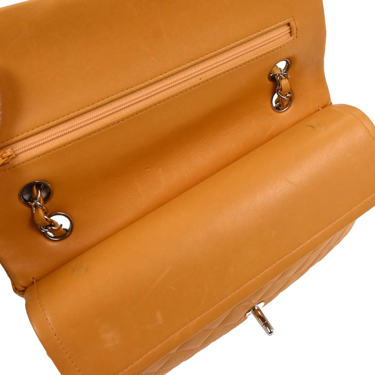 Chanel 1997-1999 Orange Lambskin Medium Classic Double Flap Shoulder Bag