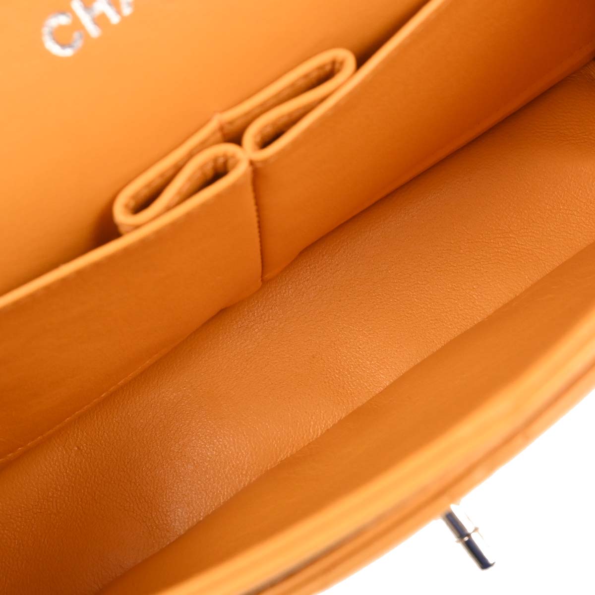 Chanel 1997-1999 Orange Lambskin Medium Classic Double Flap Shoulder Bag