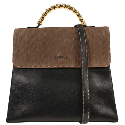 Loewe Black Brown Leather Velazquez 2way Shoulder Handbag