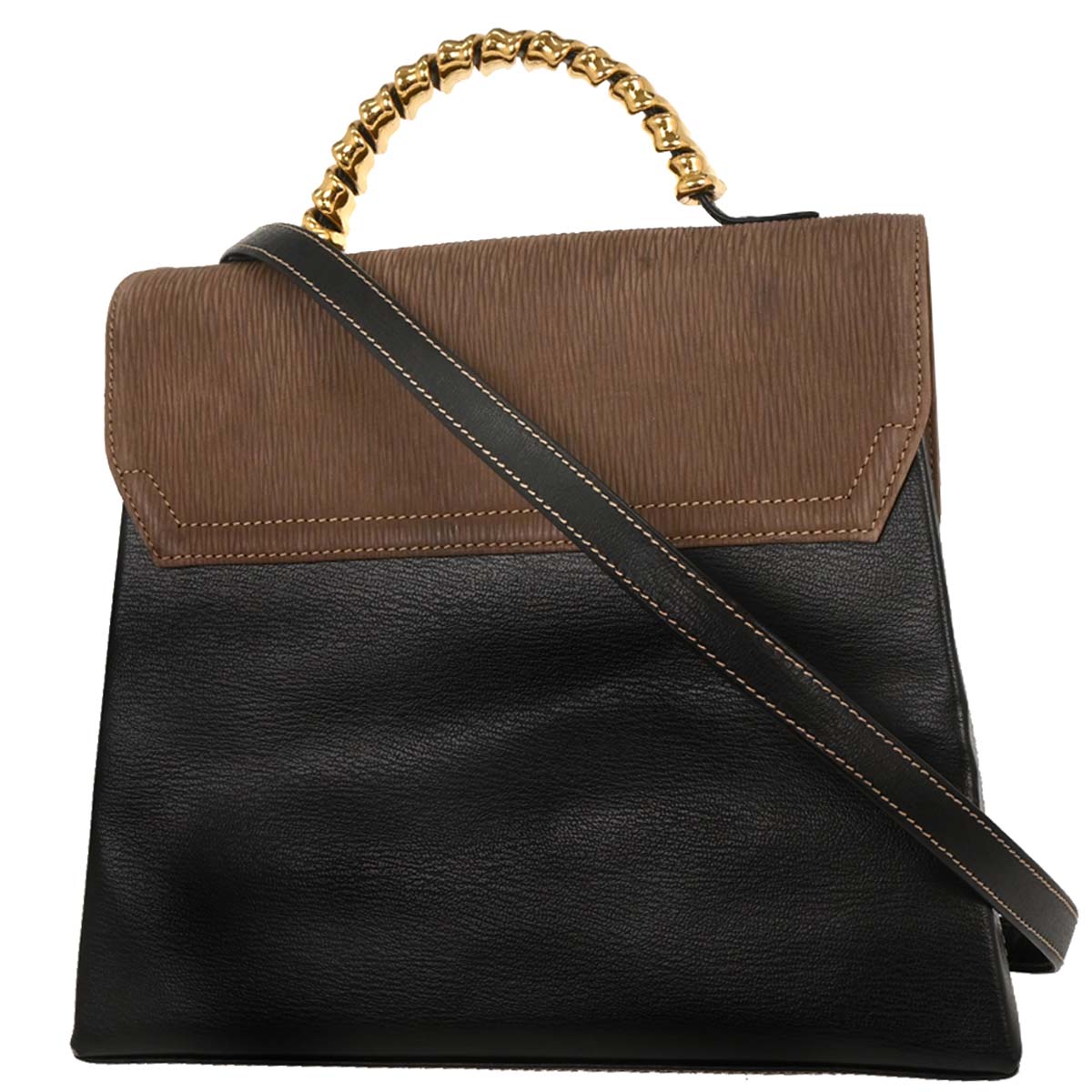 Loewe Black Brown Leather Velazquez 2way Shoulder Handbag