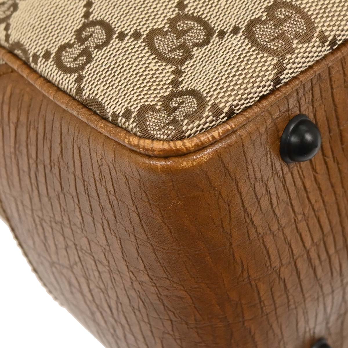 Gucci Brown Beige Bamboo GG Tote Bag