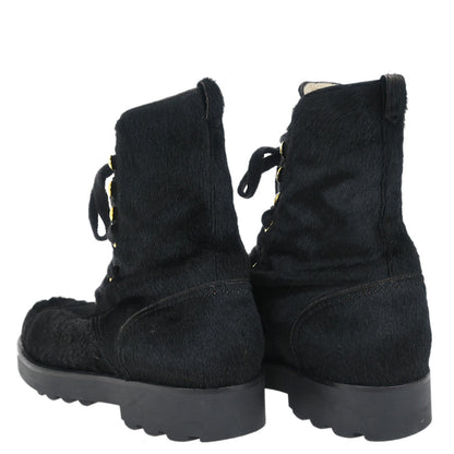 Chanel * Short Boots Shoes Black Pony Hair #36