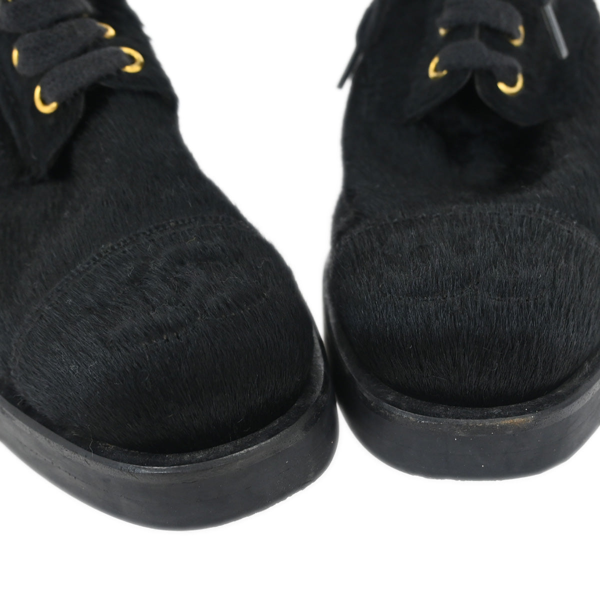 Chanel * Short Boots Shoes Black Pony Hair #36