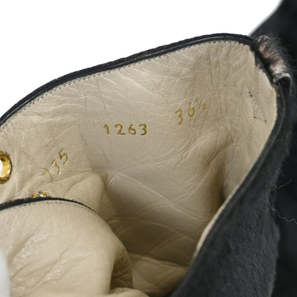 Chanel * Short Boots Shoes Black Pony Hair #36