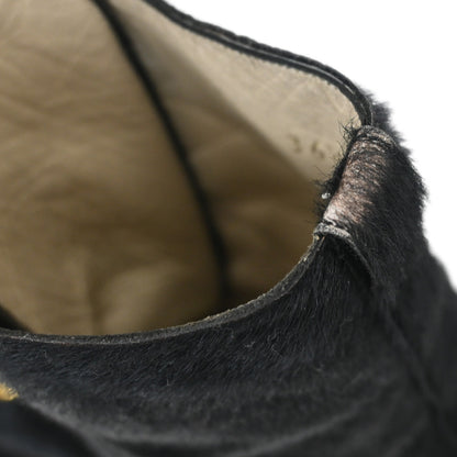 Chanel * Short Boots Shoes Black Pony Hair #36