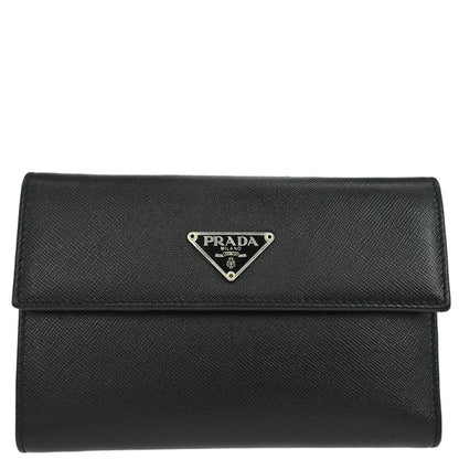 Prada Black Leather Wallet 8.5 Small Good