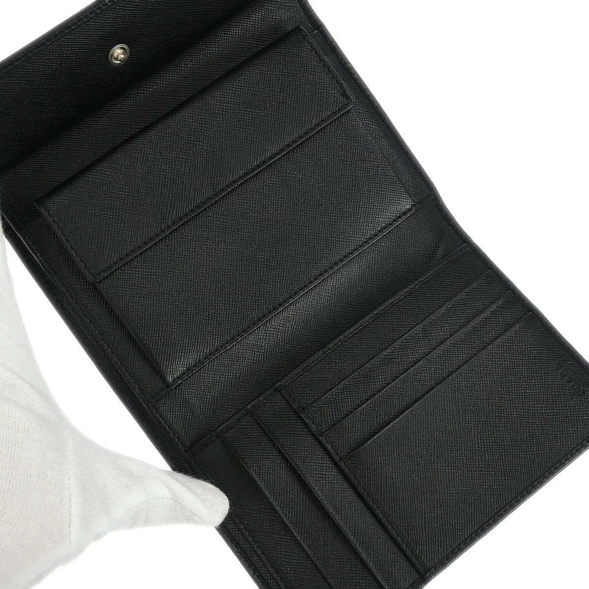 Prada Black Leather Wallet 8.5 Small Good