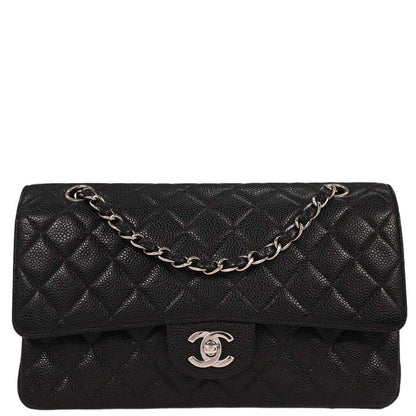 Chanel 2000-2002 Black Calfskin Medium Classic Double Flap Shoulder Bag