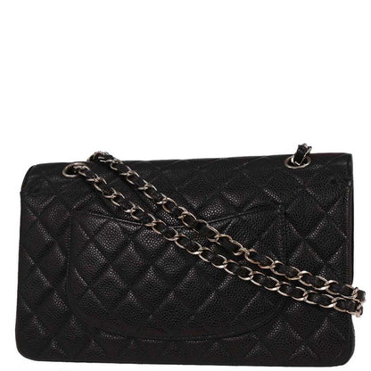 Chanel 2000-2002 Black Calfskin Medium Classic Double Flap Shoulder Bag