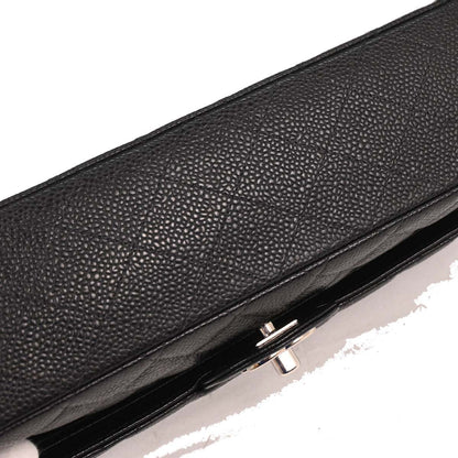 Chanel 2000-2002 Black Calfskin Medium Classic Double Flap Shoulder Bag