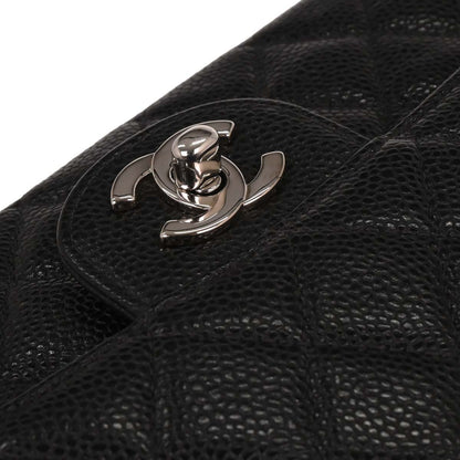 Chanel 2000-2002 Black Calfskin Medium Classic Double Flap Shoulder Bag