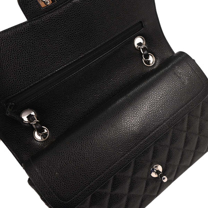 Chanel 2000-2002 Black Calfskin Medium Classic Double Flap Shoulder Bag