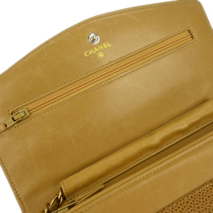 Chanel 2002-2003 Beige Caviar Timeless WOC Wallet on Chain Shoulder Bag
