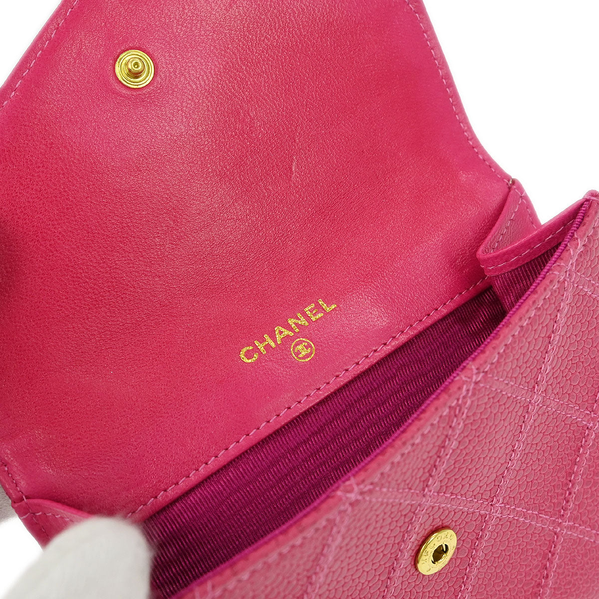 Chanel 1996-1997 Pink Caviar Bicolore Wallet