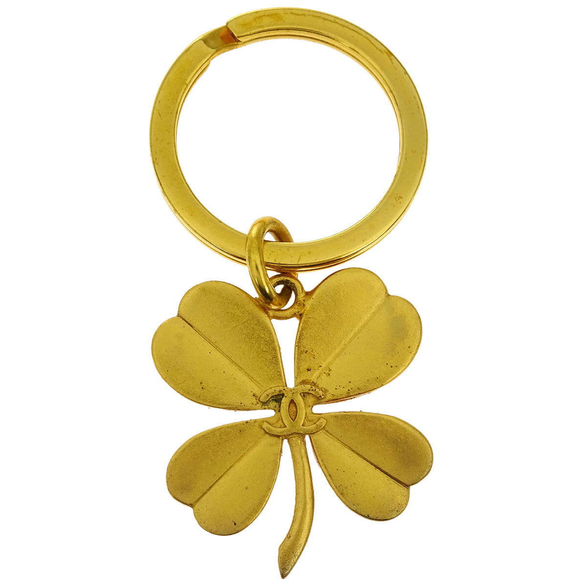 Chanel Gold Key Holder Bag Charm Clover Small Good 95A