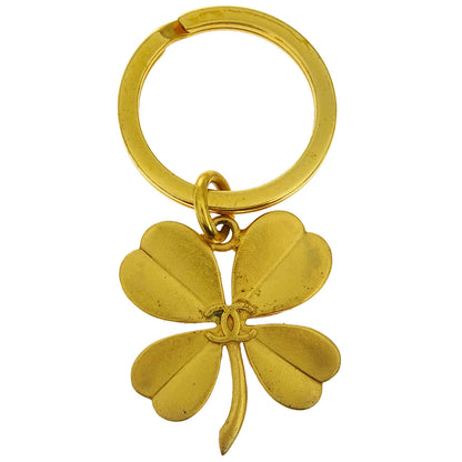 Chanel Gold Key Holder Bag Charm Clover Small Good 95A