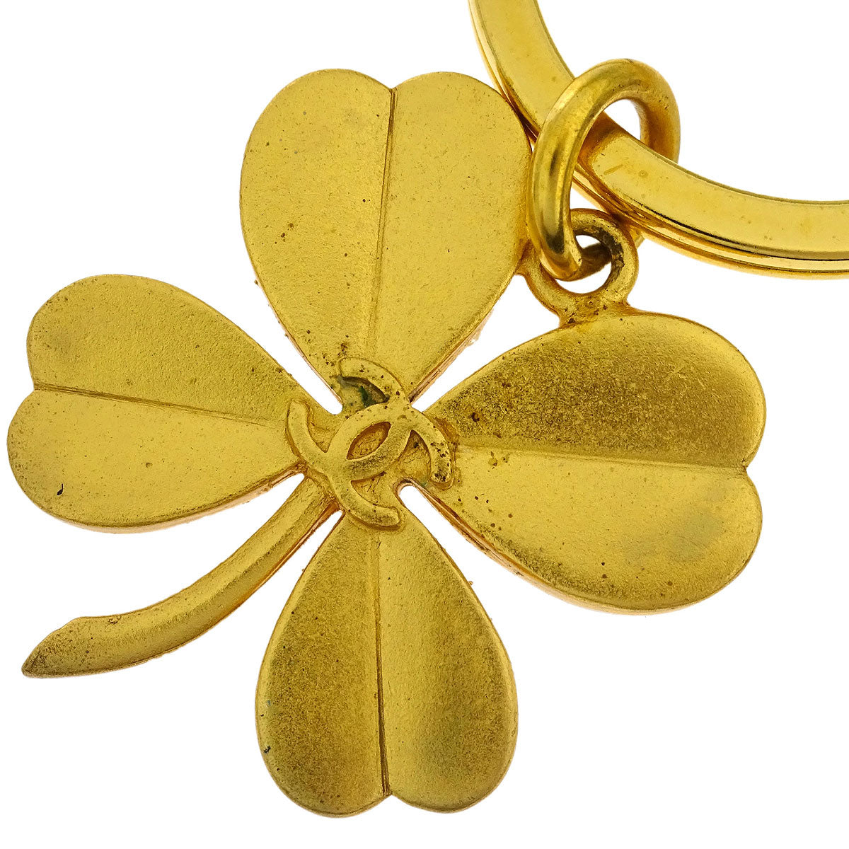 Chanel Gold Key Holder Bag Charm Clover Small Good 95A