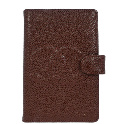Chanel 1997-1999 Brown Caviar Note Book Cover Small Good