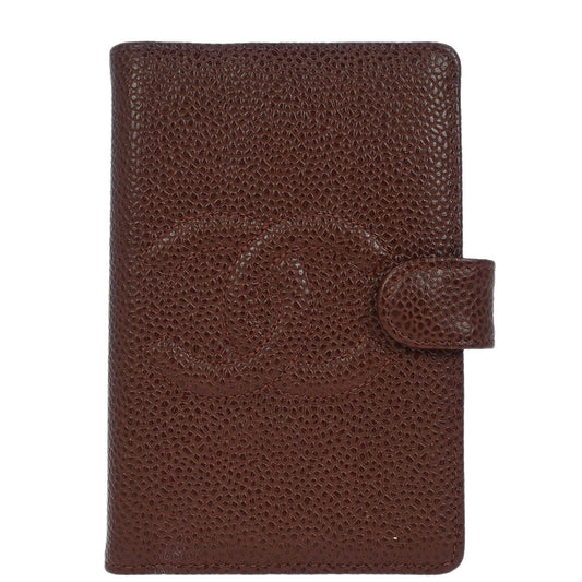 Chanel 1997-1999 Brown Caviar Note Book Cover Small Good