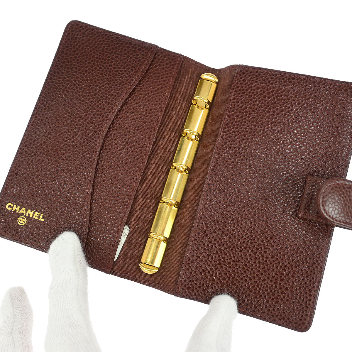 Chanel 1997-1999 Brown Caviar Note Book Cover Small Good