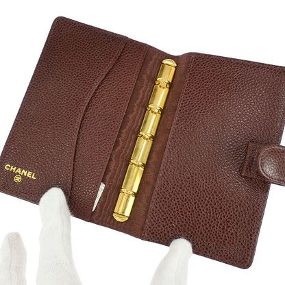 Chanel 1997-1999 Brown Caviar Note Book Cover Small Good