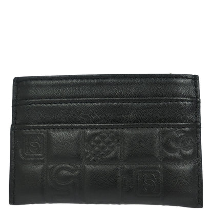 Chanel 2003-2004 Black Lambskin Choco Bar Icon Cardholder Small Good