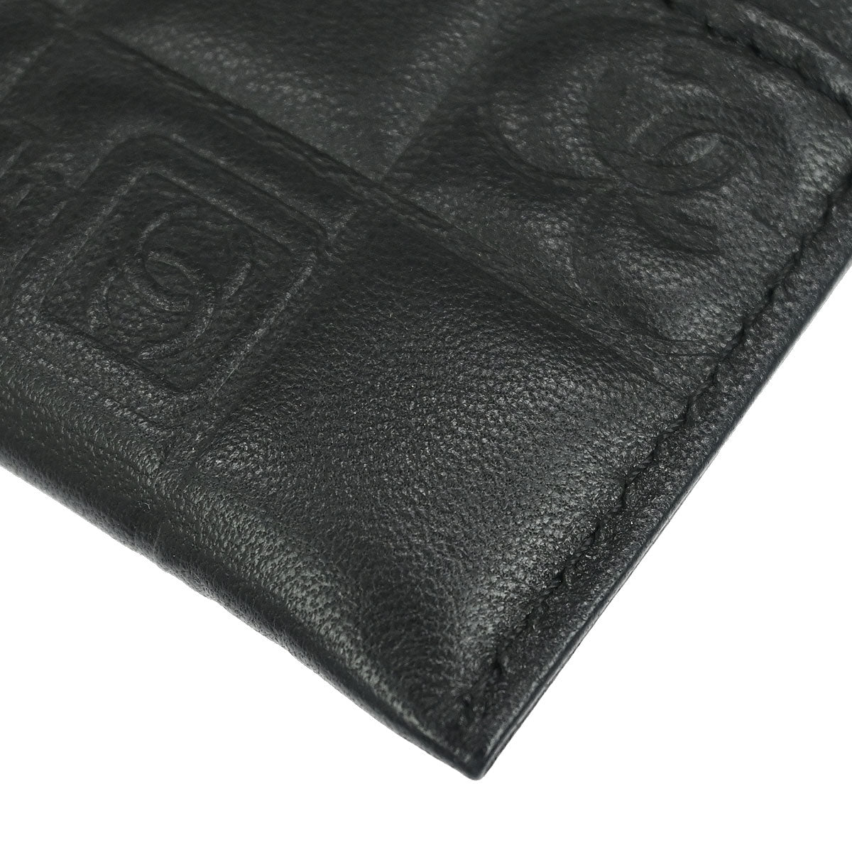 Chanel 2003-2004 Black Lambskin Choco Bar Icon Cardholder Small Good