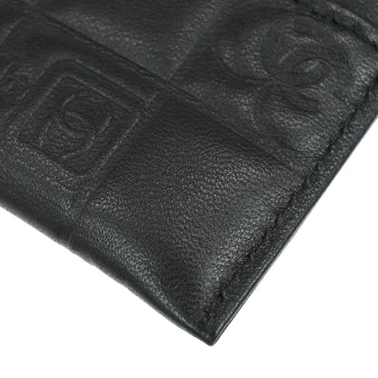 Chanel 2003-2004 Black Lambskin Choco Bar Icon Cardholder Small Good