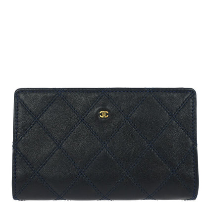Chanel 1989-1991 Navy Lambskin Bicolore Coin Purse Wallet
