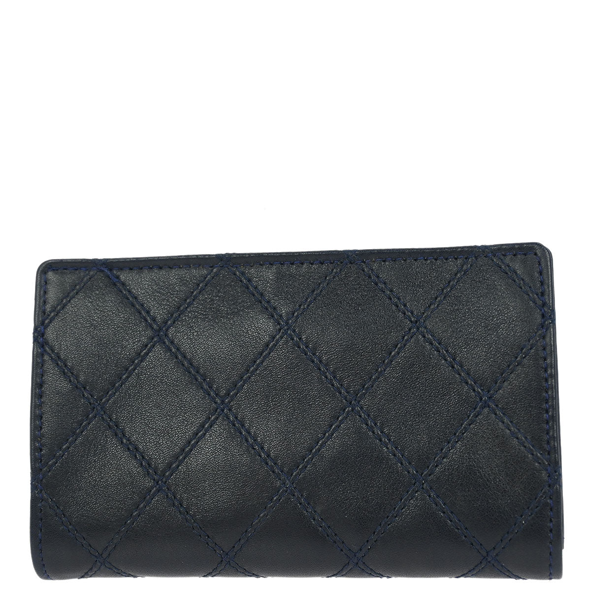 Chanel 1989-1991 Navy Lambskin Bicolore Coin Purse Wallet