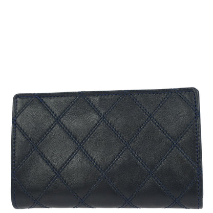 Chanel 1989-1991 Navy Lambskin Bicolore Coin Purse Wallet