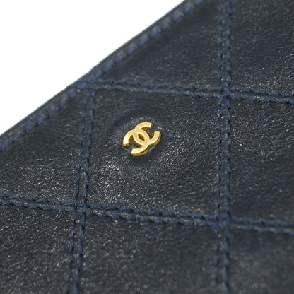 Chanel 1989-1991 Navy Lambskin Bicolore Coin Purse Wallet