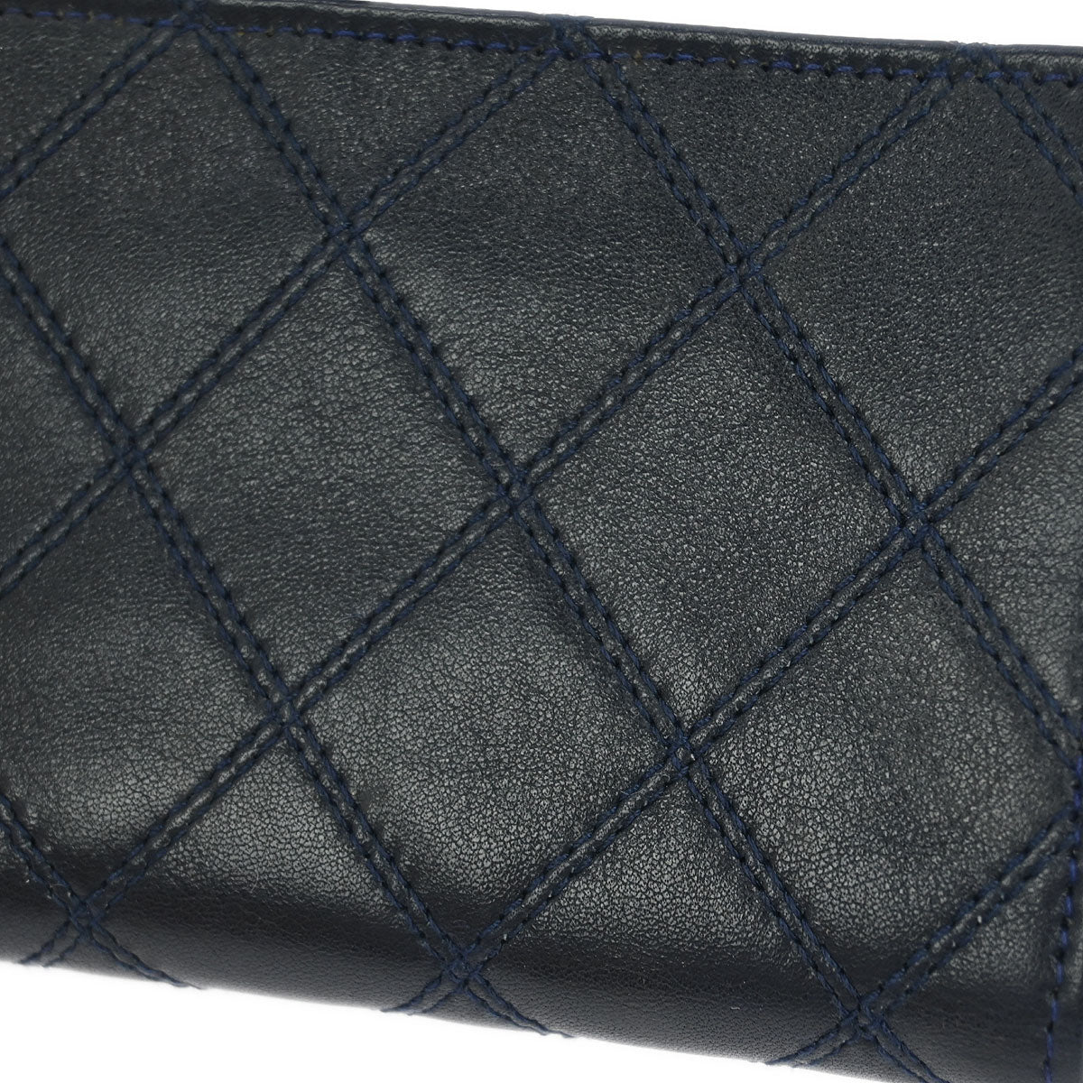 Chanel 1989-1991 Navy Lambskin Bicolore Coin Purse Wallet