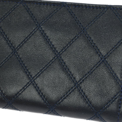 Chanel 1989-1991 Navy Lambskin Bicolore Coin Purse Wallet