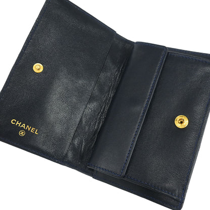 Chanel 1989-1991 Navy Lambskin Bicolore Coin Purse Wallet