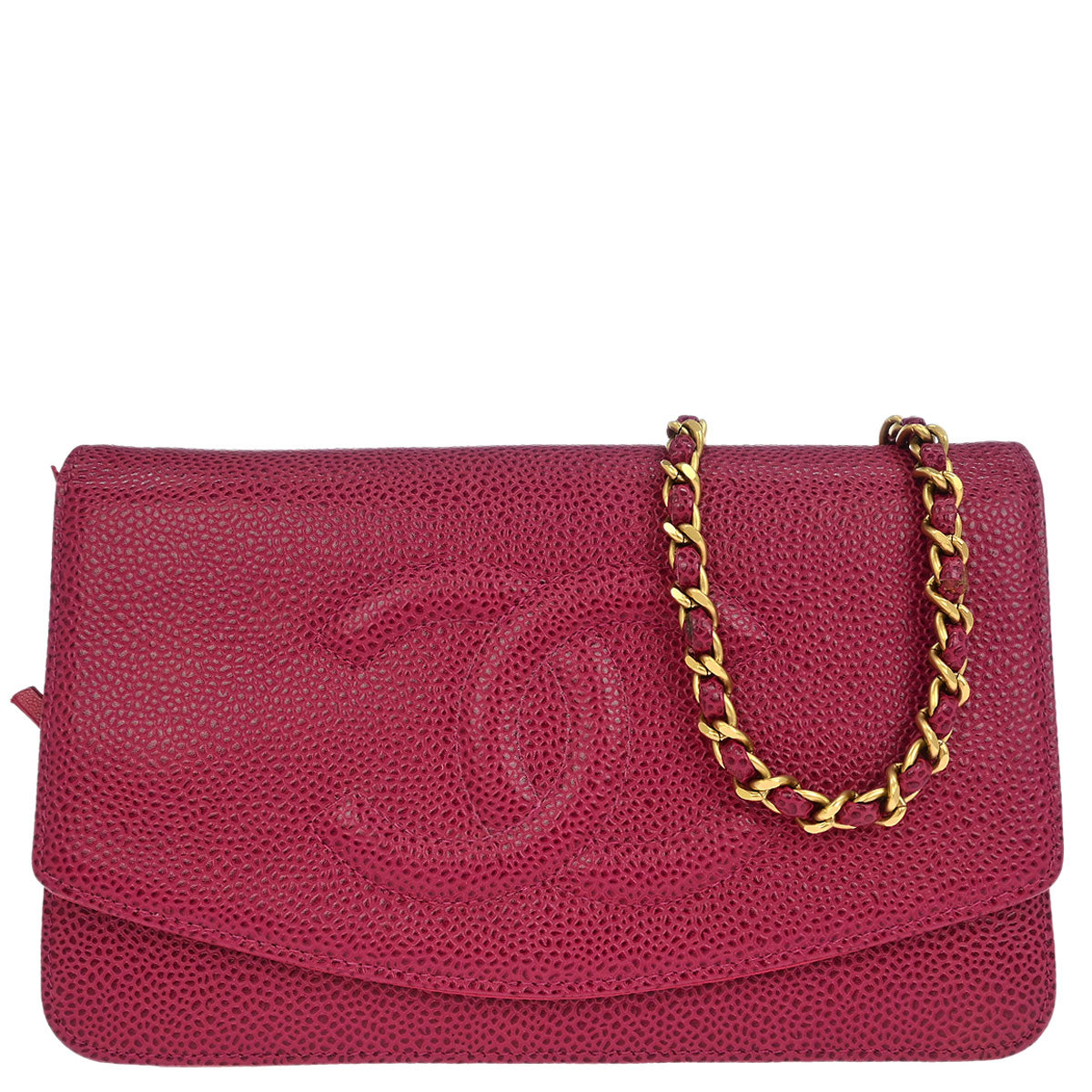 Chanel 2000-2002 Pink Caviar Timeless WOC Wallet on Chain Shoulder Bag