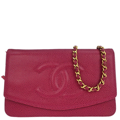 Chanel 2000-2002 Pink Caviar Timeless WOC Wallet on Chain Shoulder Bag
