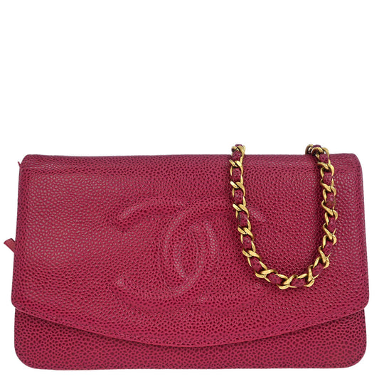 Chanel 2000-2002 Pink Caviar Timeless WOC Wallet on Chain Shoulder Bag