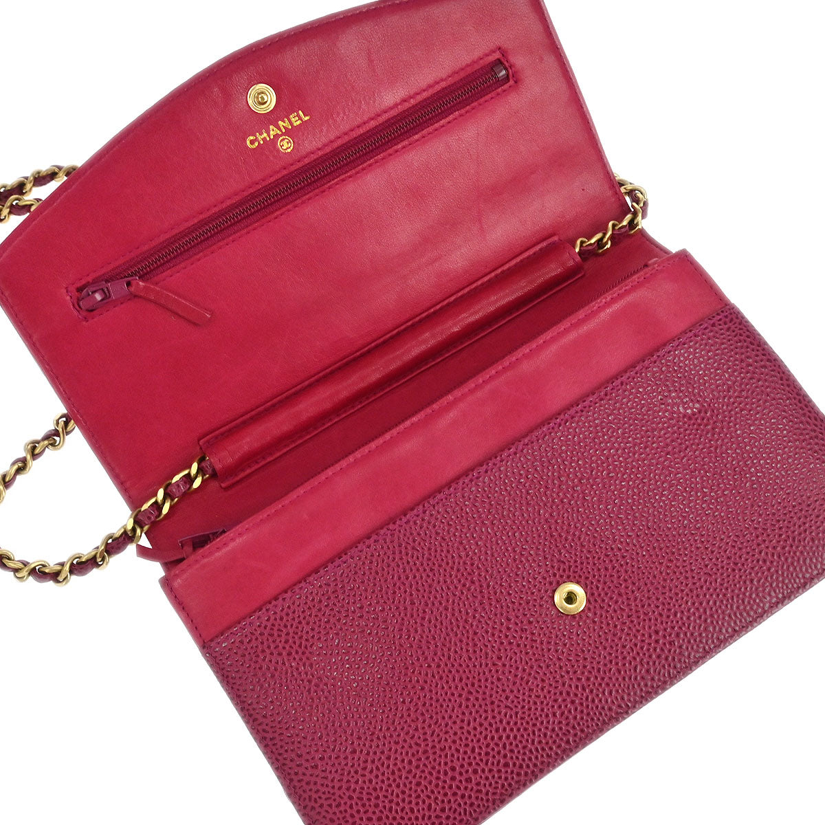Chanel 2000-2002 Pink Caviar Timeless WOC Wallet on Chain Shoulder Bag