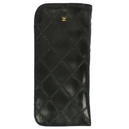Chanel Black Lambskin Bicolore Sunglasses Case Small Good