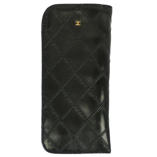 Chanel Black Lambskin Bicolore Sunglasses Case Small Good