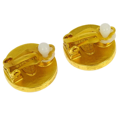 Chanel Gold Button Earrings Clip-On Shell 95A