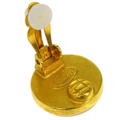 Chanel Gold Button Earrings Clip-On Shell 95A
