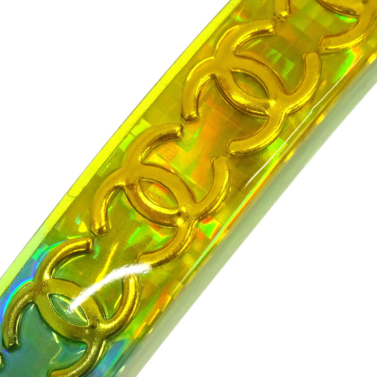 Chanel Hair Clip Barrette Yellow Gold Acrylic 97P