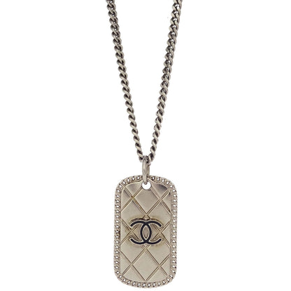 Chanel Chain Necklace Silver Rectangle 09P